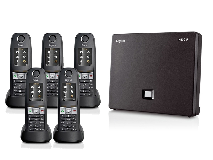 Gigaset N300IP Base Station and Gigaset R630H Phone bundle - Five handsets