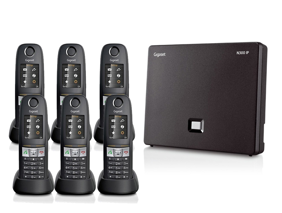 Gigaset N300IP Base Station and Gigaset R630H Phone bundle - Six handsets