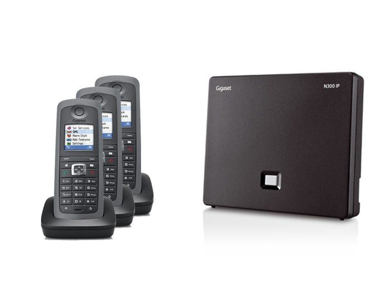 Gigaset N300IP DECT Base Station & Gigaset R410H Cordless DECT Phones - Three Handset Bundle