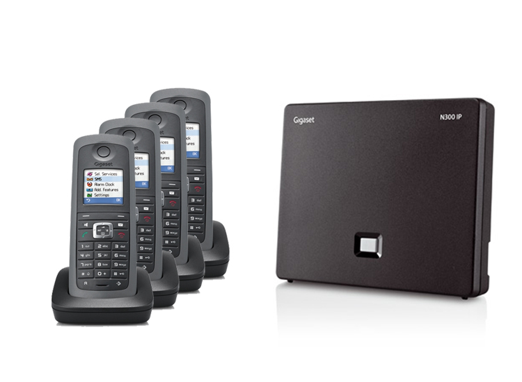 Gigaset N300IP DECT Base Station & Gigaset R410H Cordless DECT Phones - Four Handset Bundle